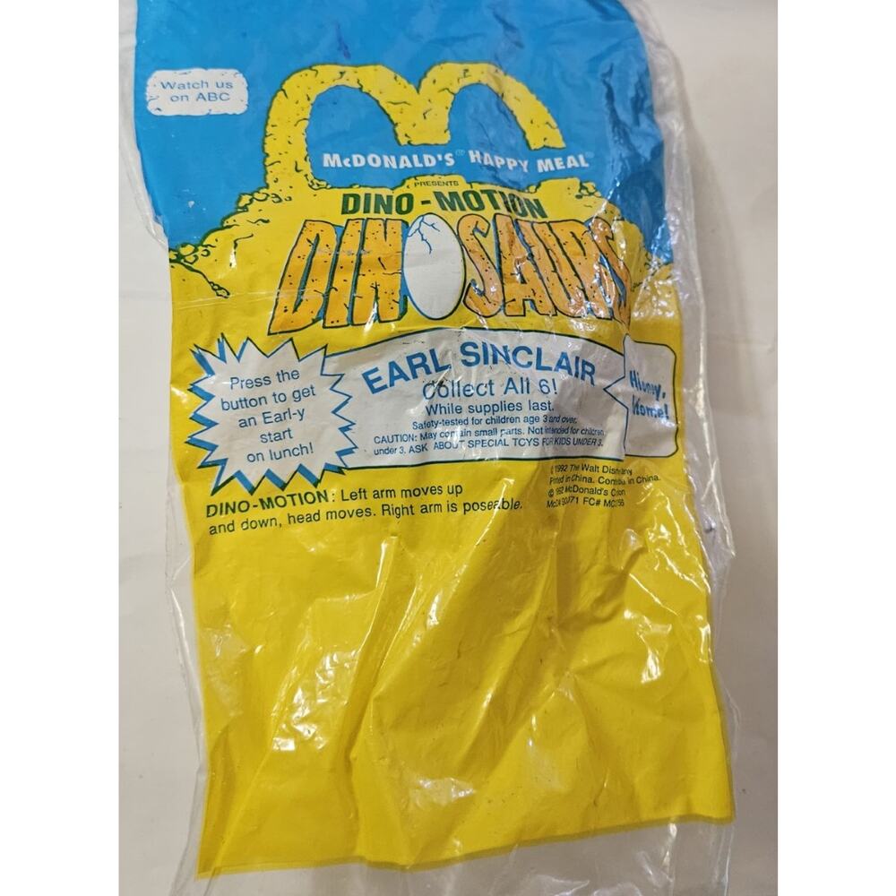 1992 McDonalds Dinosaurs Earl Sinclair Dino Motion Action Figure New in Package